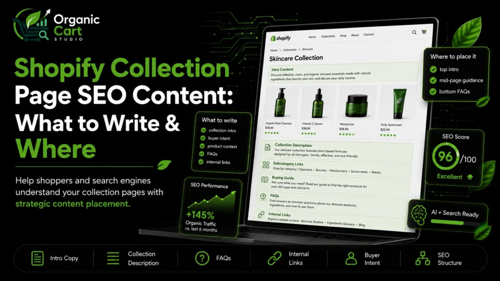 Shopify Collection Page SEO Content: What to Write & Where